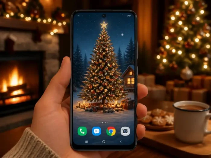 Customize your phone with a christmas tree wallpaper android style