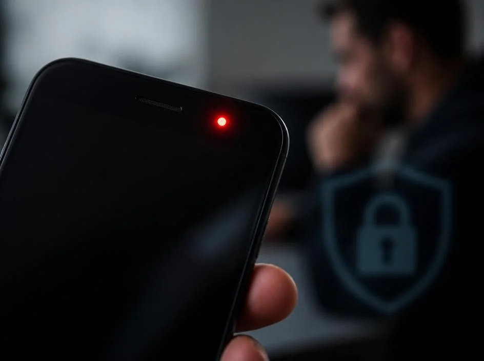 What does a red light on phone screen indicate for users?